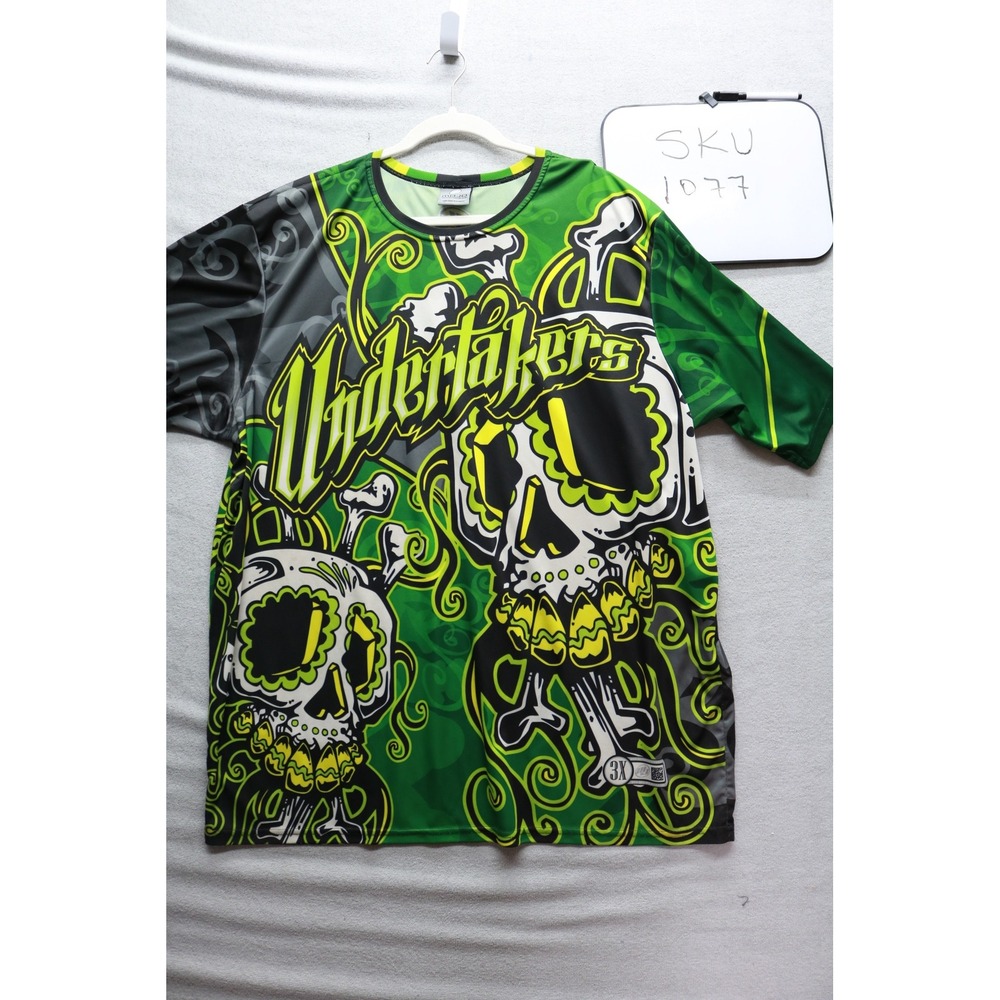 Mojo Sportswear Jersey Mens 3X Green Undertakers Sugar Skull Chrome 70 Graphic